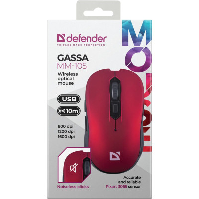 Мишка Defender Gassa MM-105 Wireless Red (52103) Вінниця - фото 6