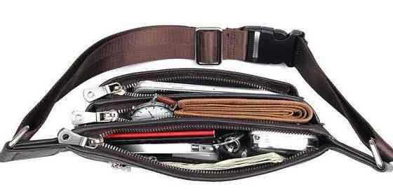 Сумка поясна шкіряна Коричнева (Vintage) Київ