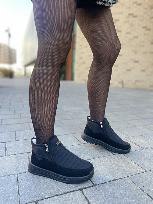 Прогресс Дутіки жіночі Progress чорні плащівка зимові (5301) Коломия - фото 4