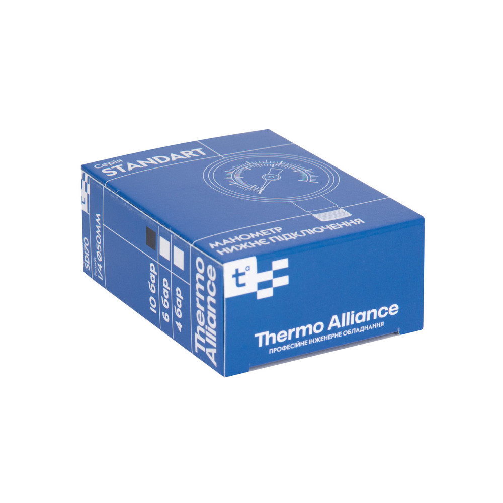 Манометр Thermo Alliance Standart 10 барів 1/4", нижнє під'єднання SD17010B Київ - фото 8