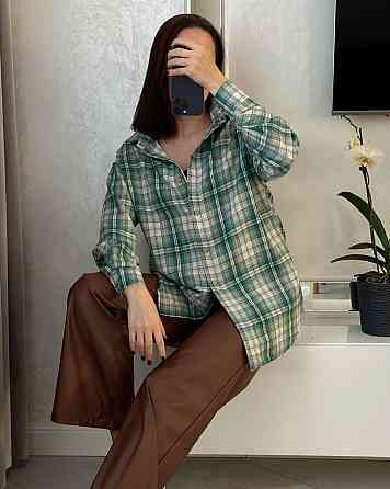 Жіноча повсякденна сорочка в клітинку на ґудзиках Зелений, 54/58 Одеса