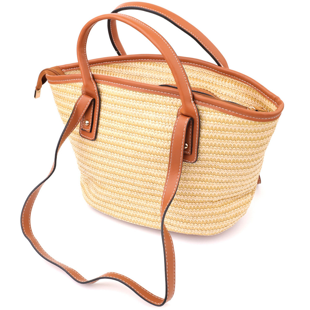 Містка жіноча сумка на літо з якісного текстилю Vintage sale_15137 Коричневий Київ - фото 1