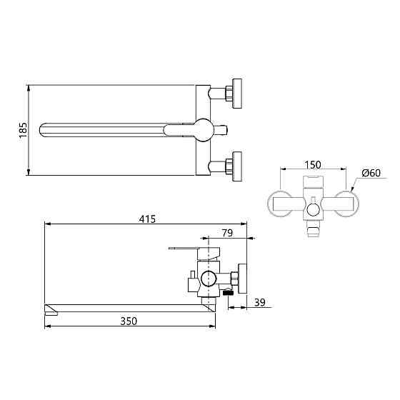 Змішувач для ванни Brinex Pure 005 з довгим поворотним виливом (з душовим гарнітуром) Nickel BRIPUR005NKL Київ