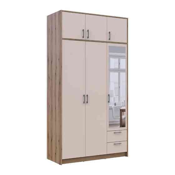 Шафа для одягу Doros Ронді з антресоллю і дзеркалом Дуб Артизан/Кашемір 3ДСП 121х52х236 DRS-011679 (80737821) Львів