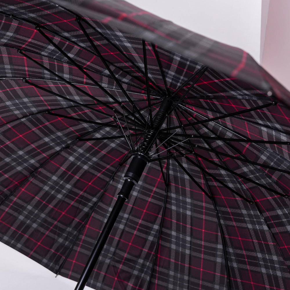 Класична парасолька-тростина напівавтомат з поліестеру 16 спиць діаметр 117 см Червона HP-23-4R Київ - фото 4