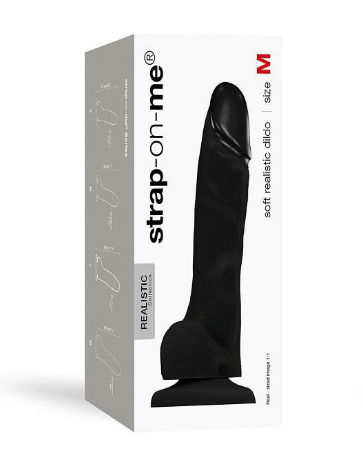 Реалистичный фаллоимитатор Strap-On-Me SOFT REALISTIC DILDO Black - Size M Sex Aura Киев - изображение 4
