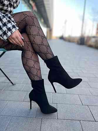 Черевики жіночі SEE SEVEN чорні замша натуральна каблук 9 см высота 15 см (5753) Коломия