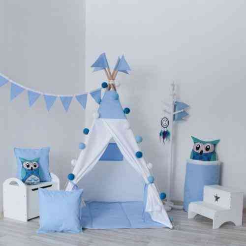 Вігвам Хатка комплект Захід Білий з синім з подушкою Київ