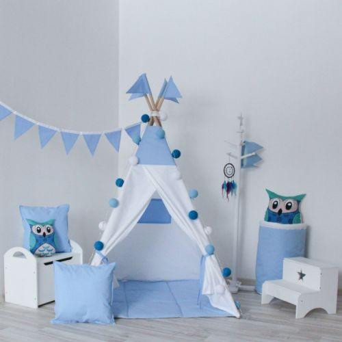 Вігвам Хатка комплект Захід Білий з синім з подушкою Київ - фото 1