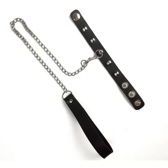 Кільце для пеніса Penis Ring із шипами та повідцем, натуральна шкіра Львів