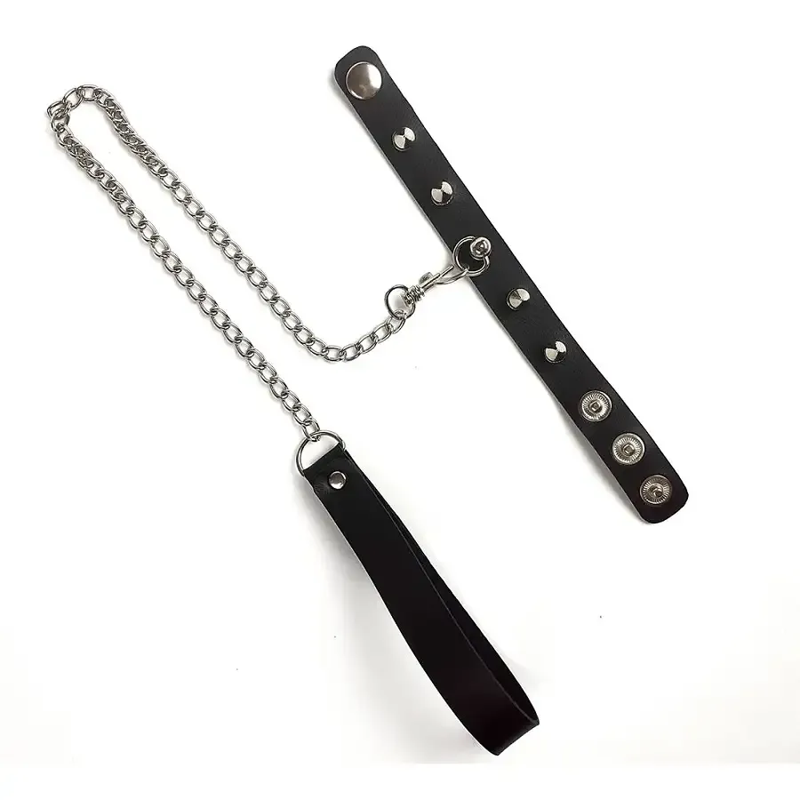 Кільце для пеніса Penis Ring із шипами та повідцем, натуральна шкіра Львів - фото 2