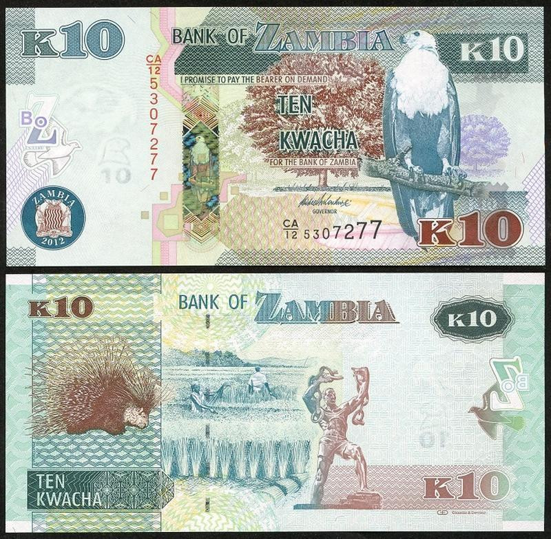 Zambia Замбия - 10 Kwacha 2012 UNC Полтава - изображение 1