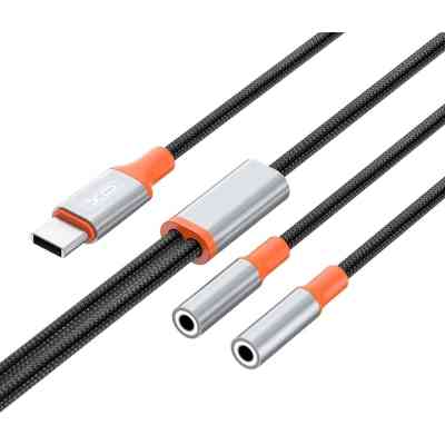 Переходник USB-C to 2x3.5mm F 1.0m NB-R269B black XO (NB-R269B.black) Винница