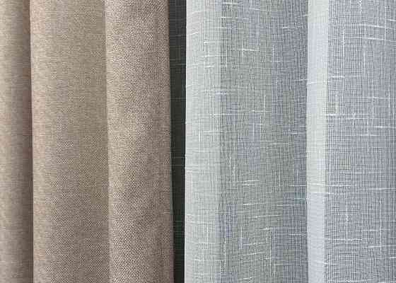 Шторная ткань премиум класса лен фактурный, коллекция «ELEMENTA» цвет бежевый 1869ш Киев