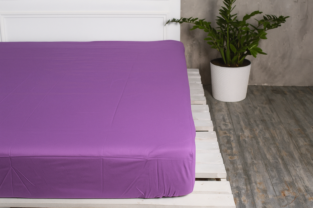 Ecotton Простирадло на резинці Ecotton 90х190 см однотонне фіолетовий Orhid Bloom Коломыя - изображение 1