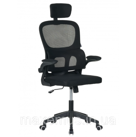 Офисное компьютерное кресло с подголовником и сеткой Bonro B-122 Черное (механизм Tilt до 120 кг) Мостиска