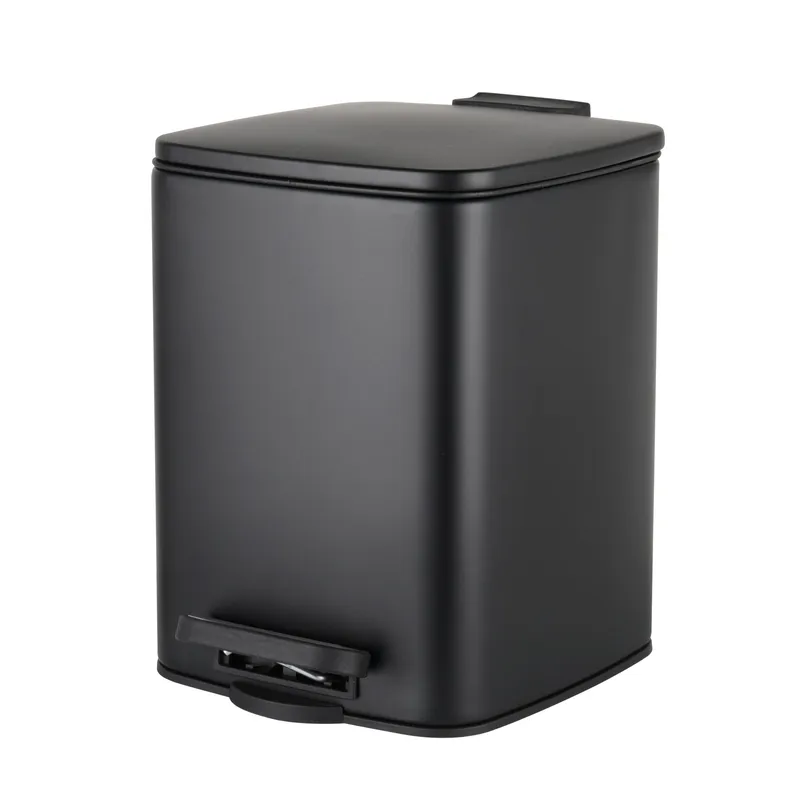 Відро для сміття з плавним закриванням квадратне Zerix Kubix-TC0106 Black 6 л колір чорний нерж. сталь (ZX5890) Чернівці - фото 1