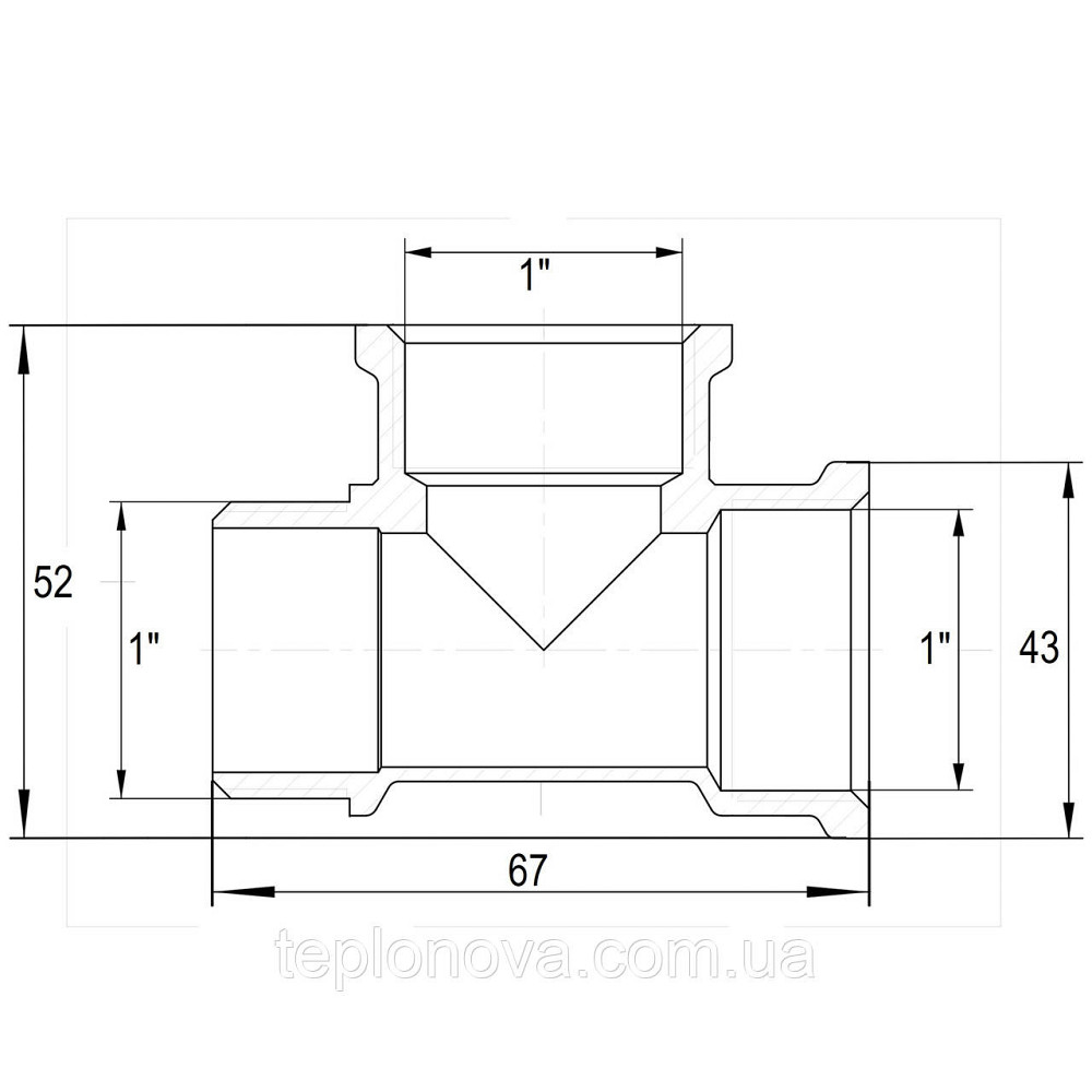 Тройник 1″ВВН никелированный NT554S OPTIMUM Черновцы - изображение 3