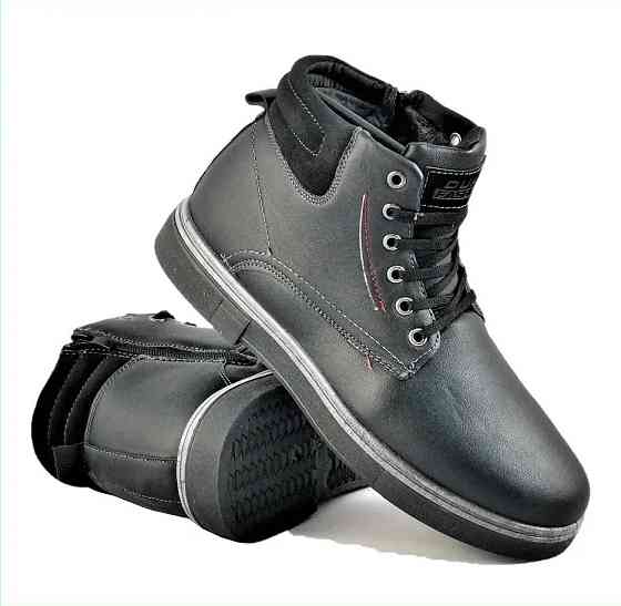 Ботинки ЗИМНИЕ Мужские Черные Кроссовки с МЕХОМ на Замке с Молнией (размеры: 41,42,43,44)- 301-1 Днепр