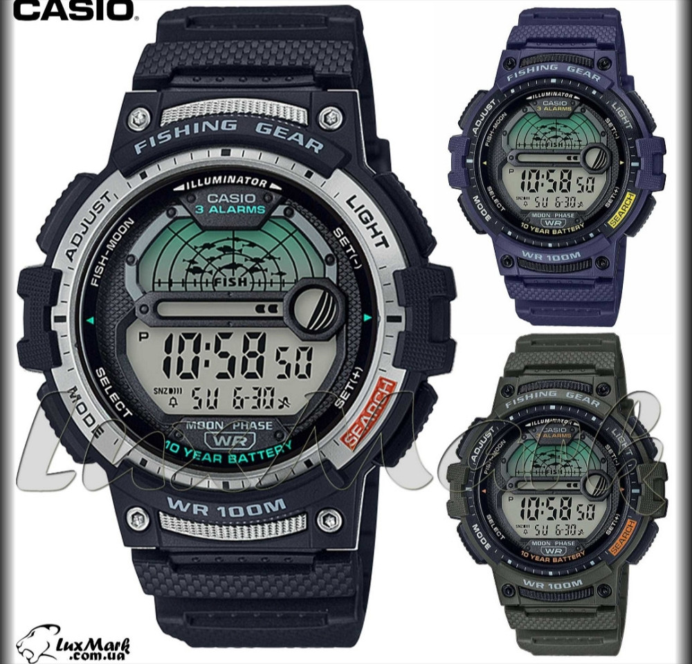 Часы мужские: Casio WS-1200H-1 WS-1200H-2 WS-1200H-3 таймер рыбака. Киев - изображение 1