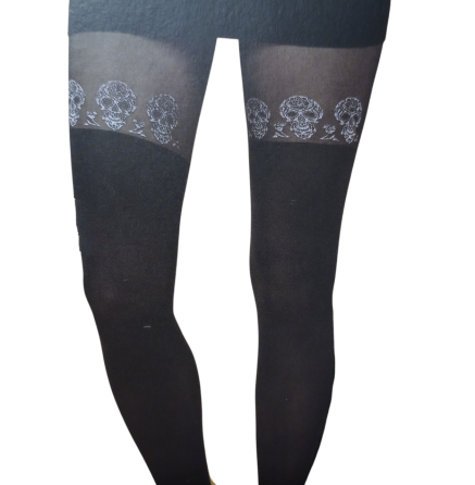 Жіночі колготи з Черепами з блискітками на Хелловін 50\20den М 42-44 Італія чорний Київ