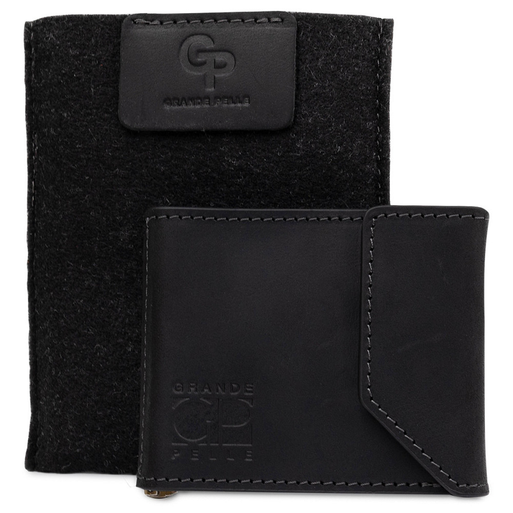 Мужской практичный зажим для денег GRANDE PELLE 11404 Черный Киев - изображение 8
