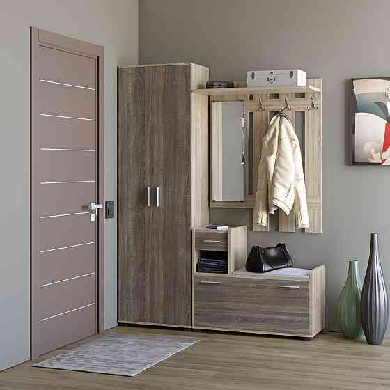 Прихожая Эверест Тандем с распашным шкафом ШП-1 и тумбой (левая) сонома + трюфель (DTM-2497) Львов