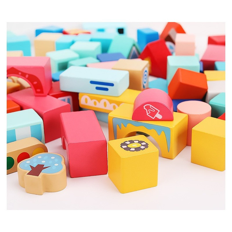 Дерев'яний конструктор "Місто" C 75545, 12 пазлів, 88 деталей Вінниця - фото 9