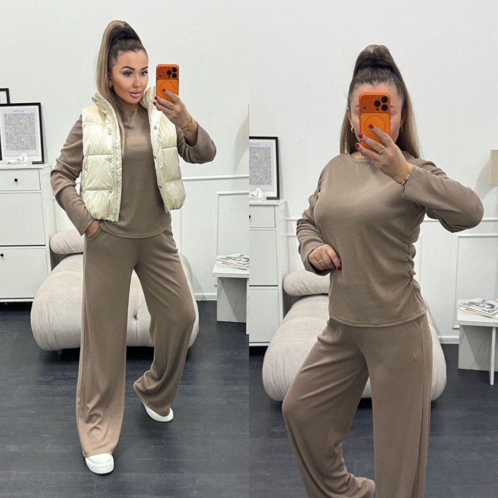 Жіночий базовий костюм-двійка: лонгслів і штани трикотажний рубчик Моко, 46/48 Одеса - фото 9