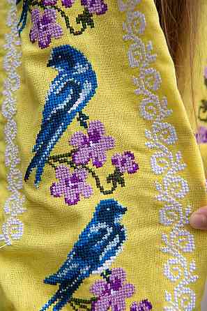 Вышиванка для девочек льняная с длинным рукавом, лен, топ Киев