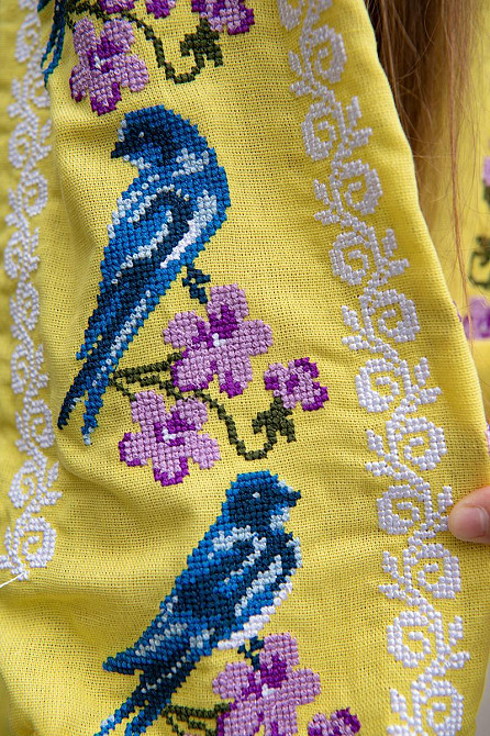 Вышиванка для девочек льняная с длинным рукавом, лен, топ Киев - изображение 4