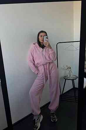 Женский теплый прогулочный костюм двойка: худи и брюки двусторонний полар флис Розовый, 42/44 Одесса