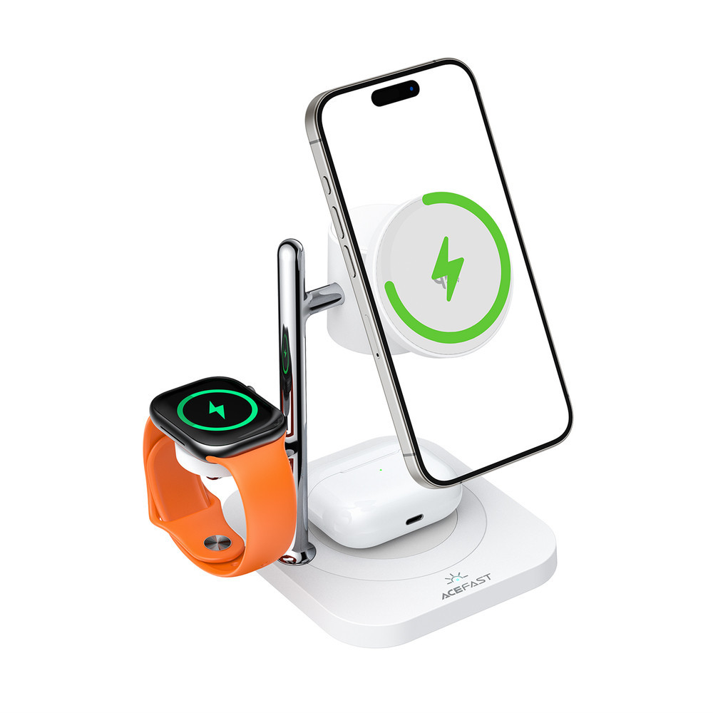 Бездротовий зарядний пристрій ACEFAST E39 desktop 4-in-1 wireless charging holder White Одеса - фото 6