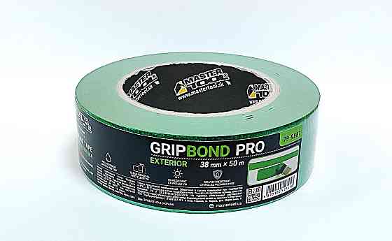 MASTERTOOL Стрічка малярна для грубих робіт MASTERTOOL GripBond Pro Exterior 38 мм×50 м зелена Коломия