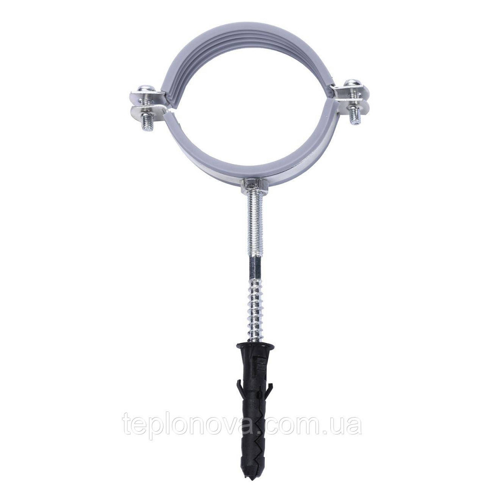 Хомут у зборі CR 2 1/2" (70-80 мм) з гвинтом-шурупом 8*100 і дюбелем у уп., сірий Чернівці - фото 2