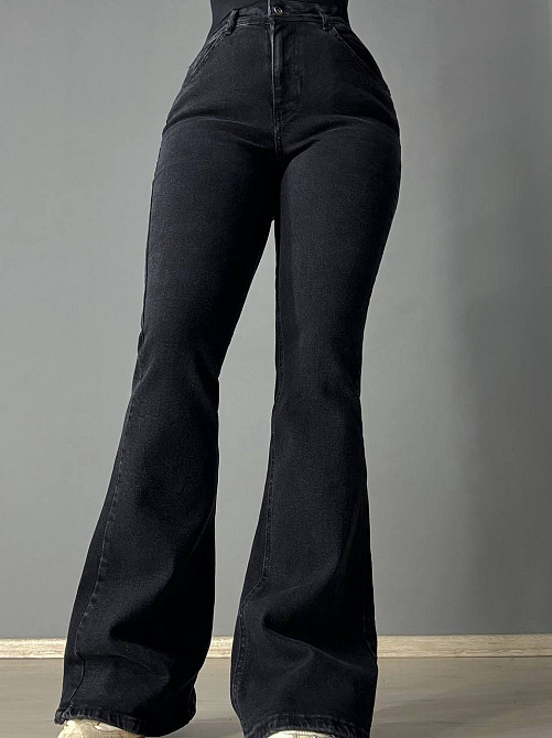Джинсы женские Sherocco 7032 клеш от колена высокая посадка стрейчевые черные, черный, 33, 33, 86 см, 116 см Киев - изображение 5