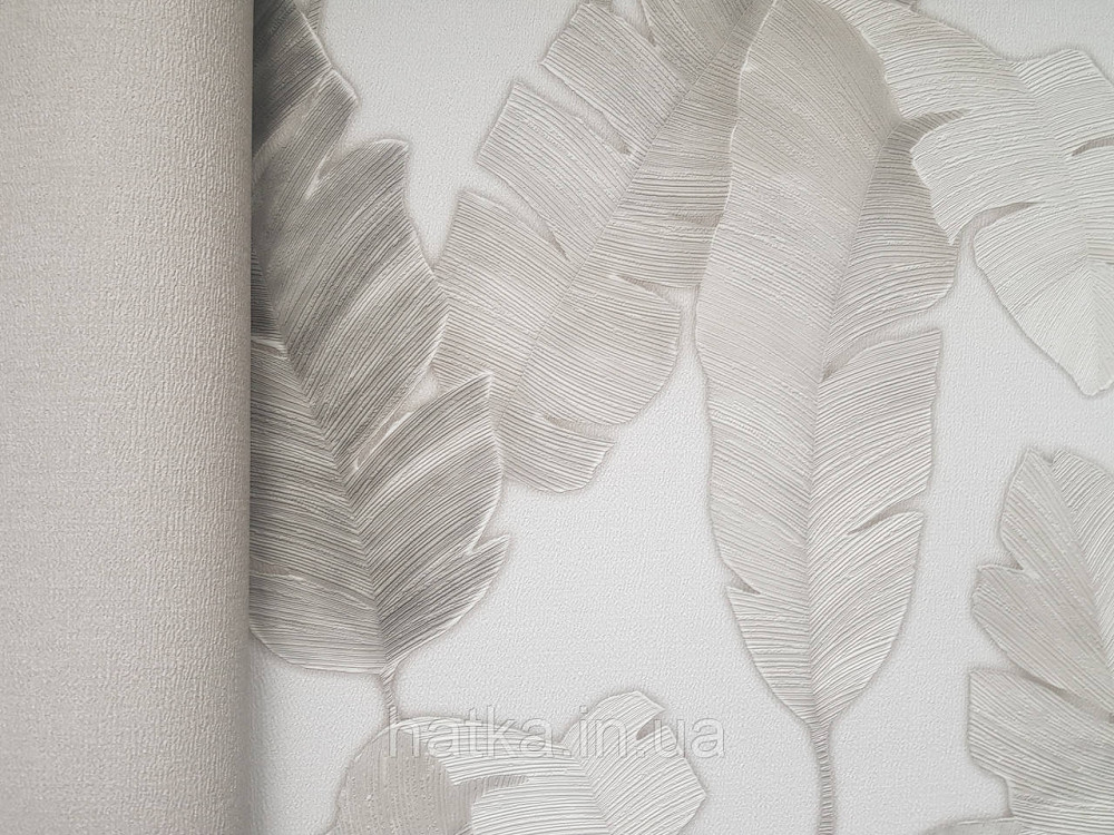 Шпалери вінілові на флізеліні AS creation Attico 1.06х10 під листя великі структурні бежеві молочні 3д Київ - фото 3