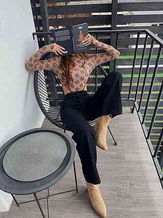 Женские голубые джинсы трубы-палаццо коттон 100% Черный, 36 Одесса