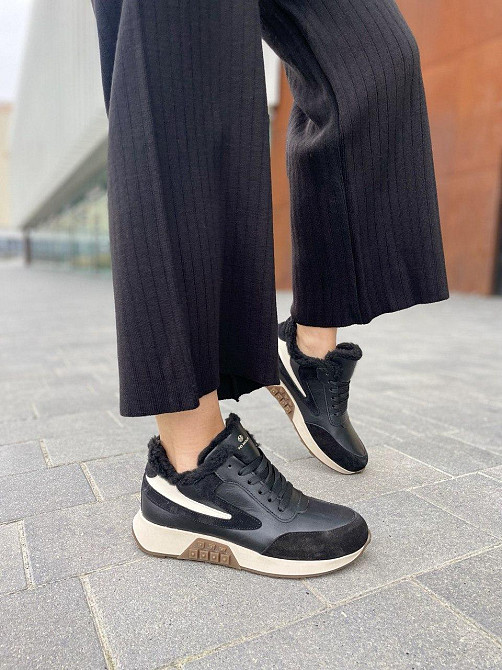 Ditas Кроссовки женские DITAS черные+кофе натуральная кожа+замша зима 38р.39р.40р.41р. (5292) Коломыя - изображение 1