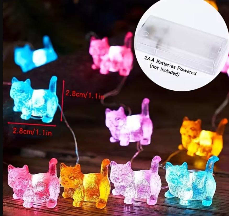 Гірлянда Коти 1,7 м 20 LED, світлодіодна гірлянда на батарейках для кімнати та декору Київ - фото 5