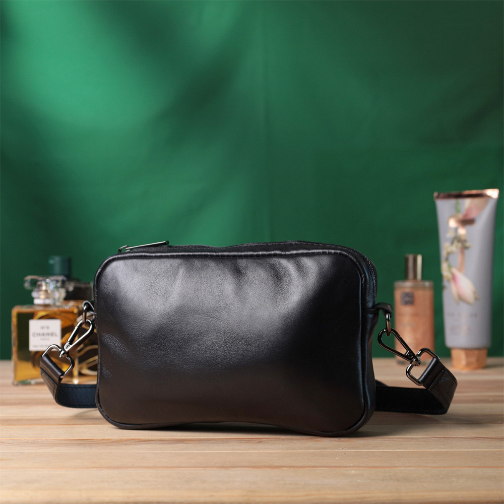 Класична сумка крос-боді з гладкої натуральної шкіри Shvigel 22841 Чорна Київ - фото 3