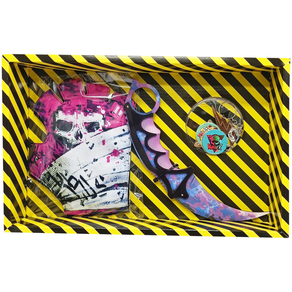 Сувенірні ножі дерев'яні набір BOX "Керамбіт PURPLE CAMO" KARPC-B Вінниця - фото 1