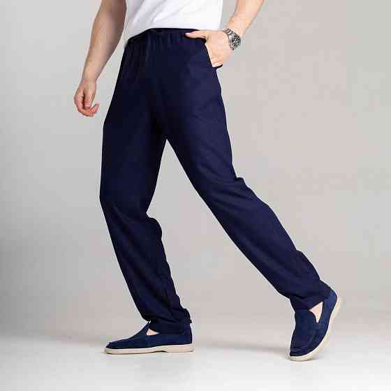 Чоловічі лляні штани вільного крою темно сині Pobedov Chill Київ