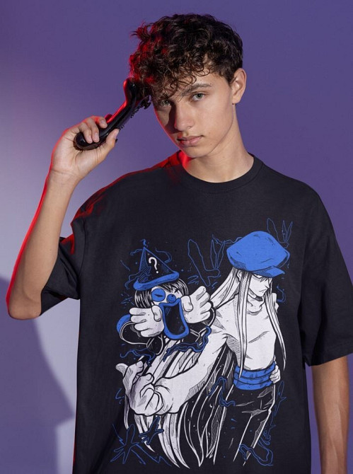 Футболка чоловіча з аніме принтом Мисливець × Мисливець оверсайз (S/M/L) Чорний AnimeJ1037 Дніпро - фото 7