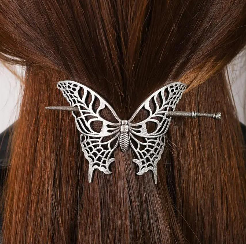 Серебристая шпилька для волос “Бабочка” в готическом стиле. Киев - изображение 1