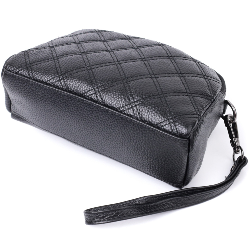 Жіноча сумка прошита ромбами на лицьовій стороні з натуральної шкіри Vintage 22807 Чорний Київ - фото 5