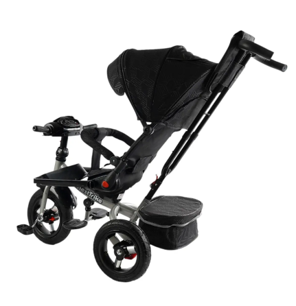 Велосипед триколісний Best Trike із батьківською ручкою музичною панеллю надувні колеса Чорний (F–695-12) Чернігів