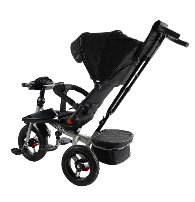 Велосипед триколісний Best Trike із батьківською ручкою музичною панеллю надувні колеса Чорний (F–695-12) Чернігів - фото 2