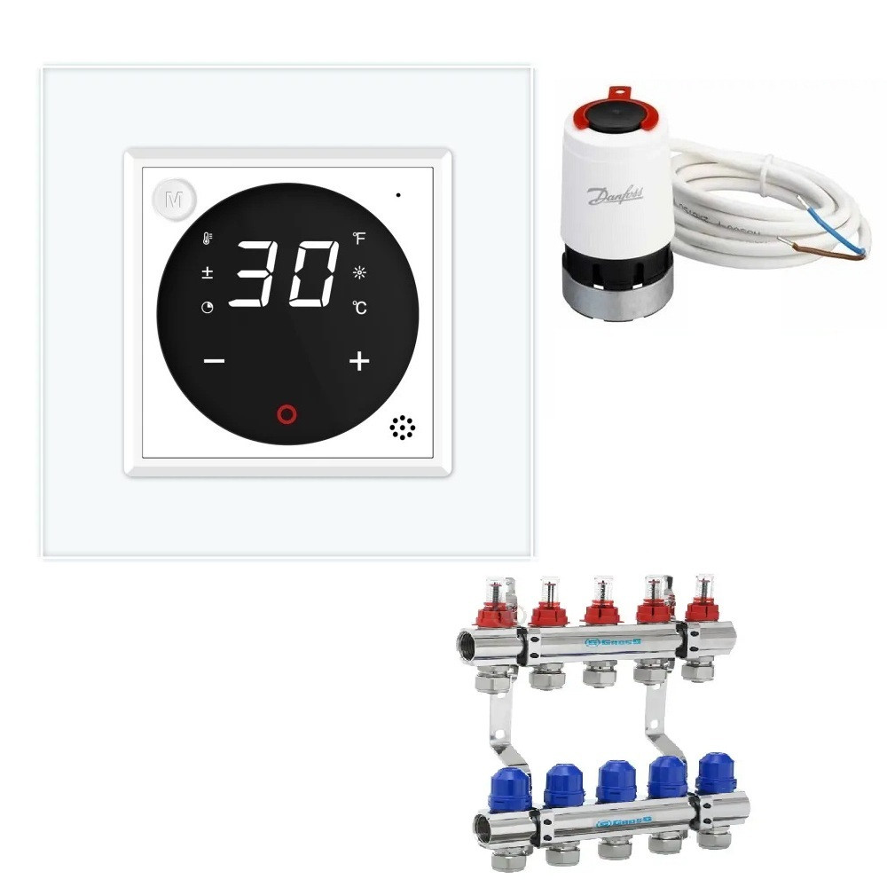 Комплект керування водяною теплою підлогою LIVOLO білий скло (VL-C7FCQ1-D88H3142-2WP) Коломыя - изображение 4