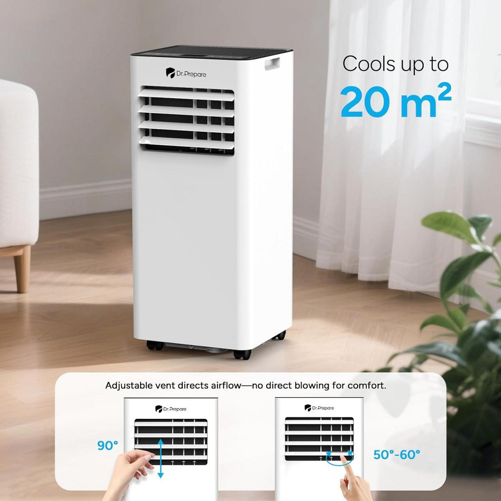 Портативний кондиціонер DR.PREPARE DCAC07F Білий 7000 BTU Wi‑Fi App 4‑в‑1 охолодження осушувач вентилятор пульт таймер до 20 м² Київ - фото 4